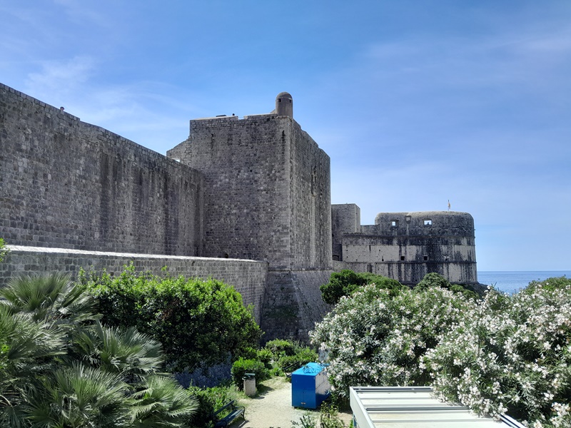 Dubrovnik City walls seen from Pile Gate